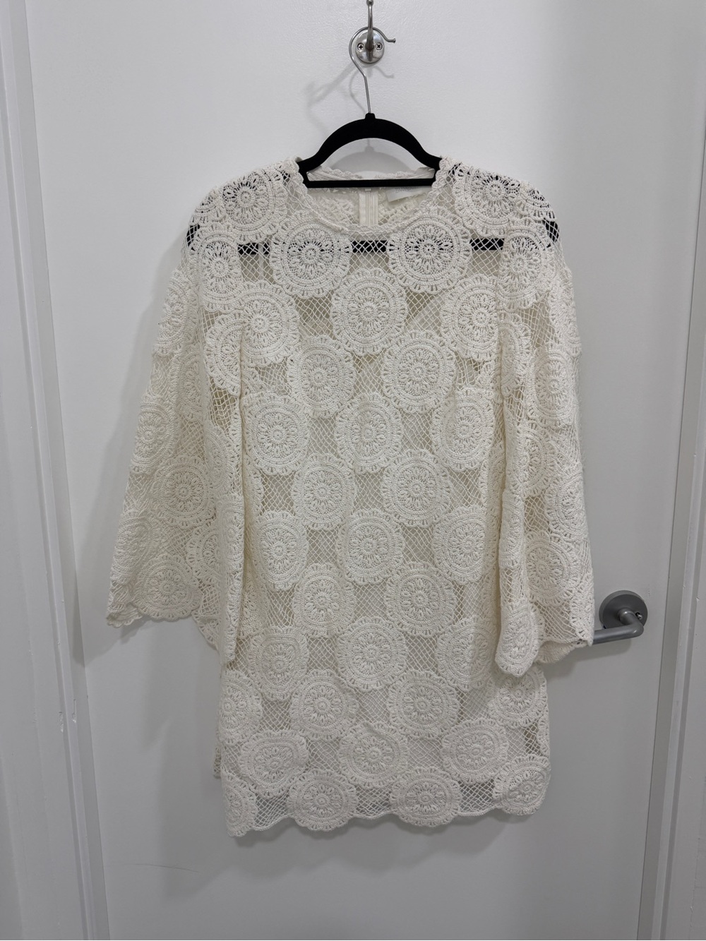 Zimmermann Cream Crochet Medallion Mini Dress